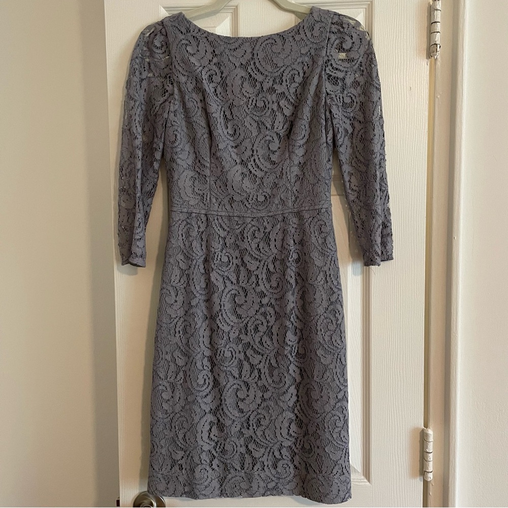 J. Crew gray lace v-back dress 0
